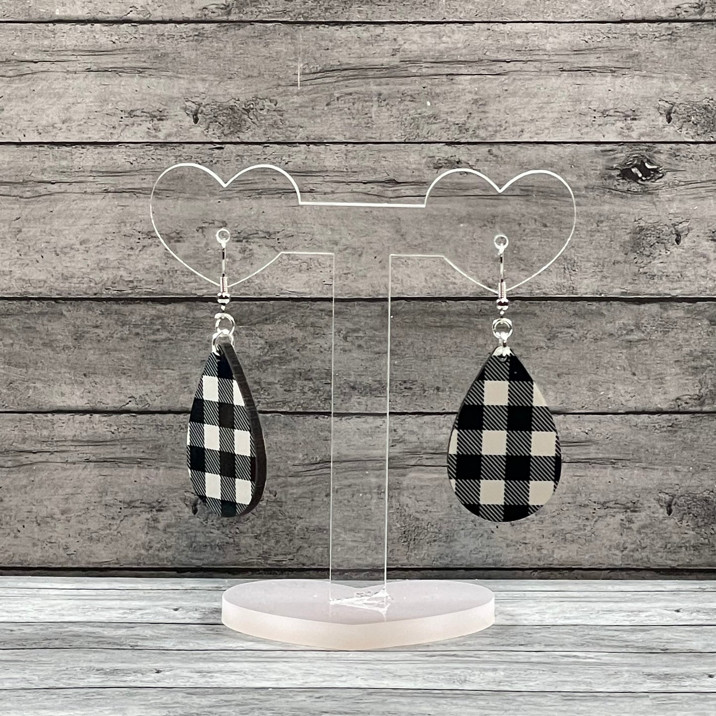 White Buffalo Plaid Drop Earrings