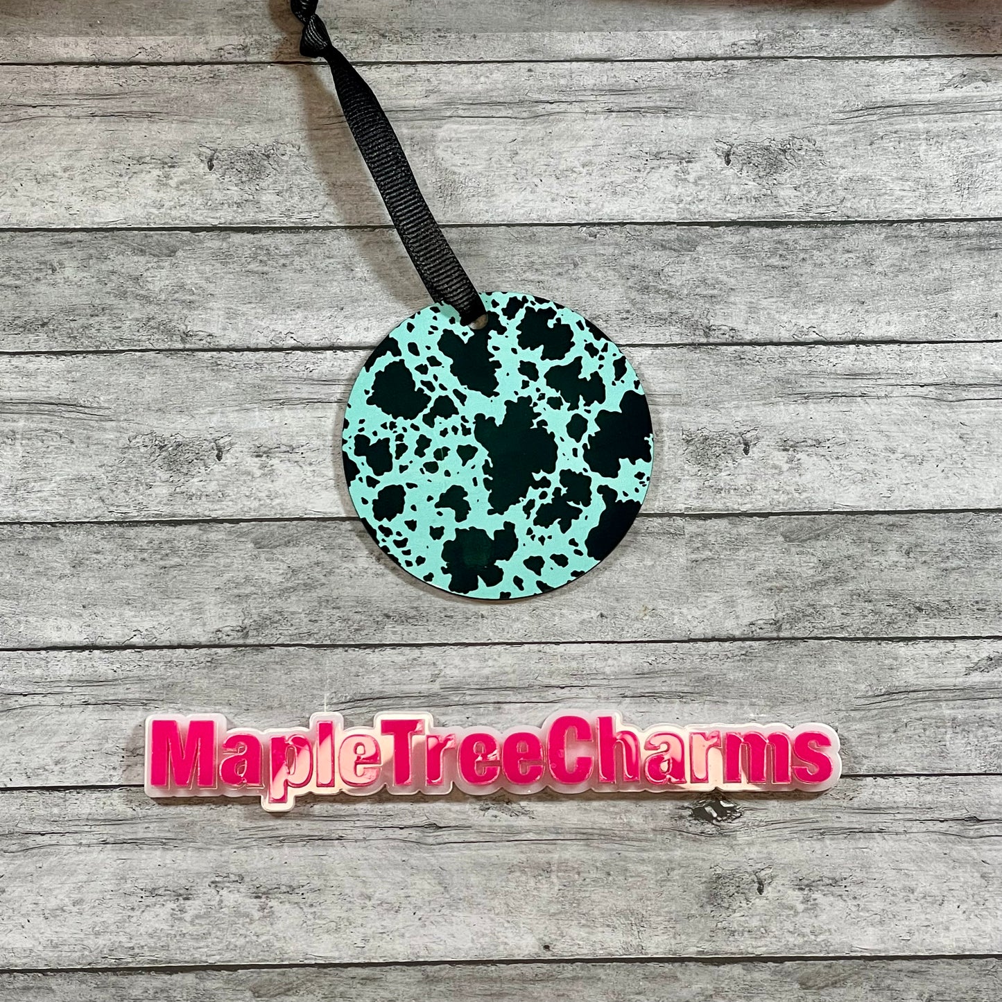 Teal Cowhide Ornament