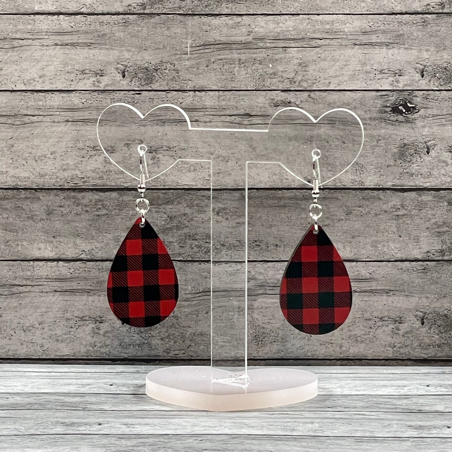 Red Buffalo Plaid Drop Earrings