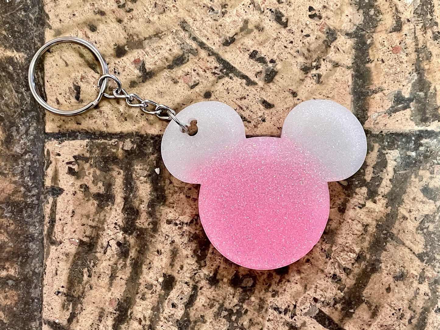 Mouse Shaped Glitter Keychain